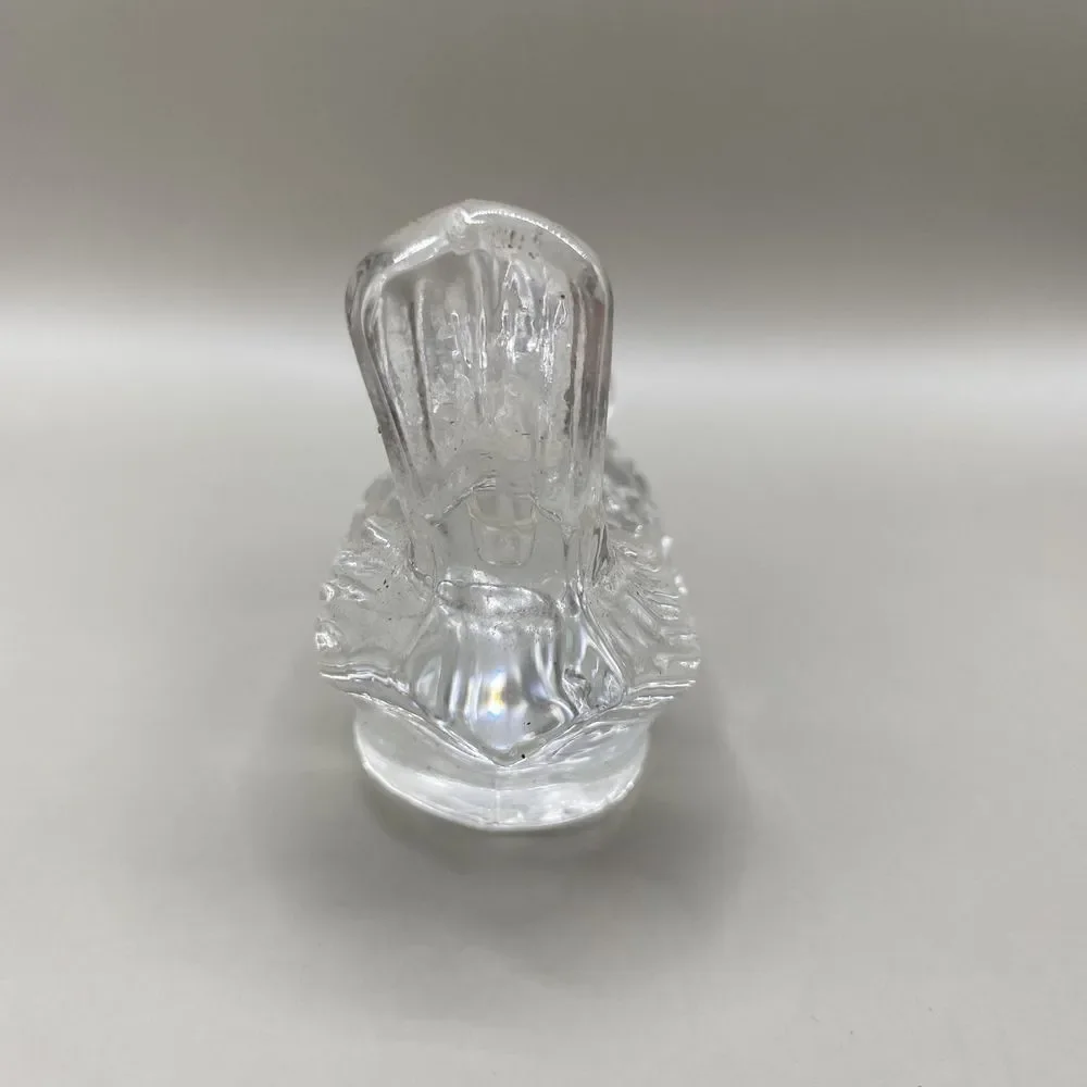 Vintage Clear Glass Bird Figurine Biederman Candle Holder Chickadee 2